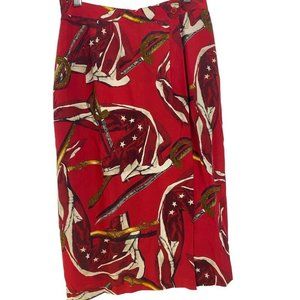Women's Silk Wrap Skirt Midi Red Size 6
